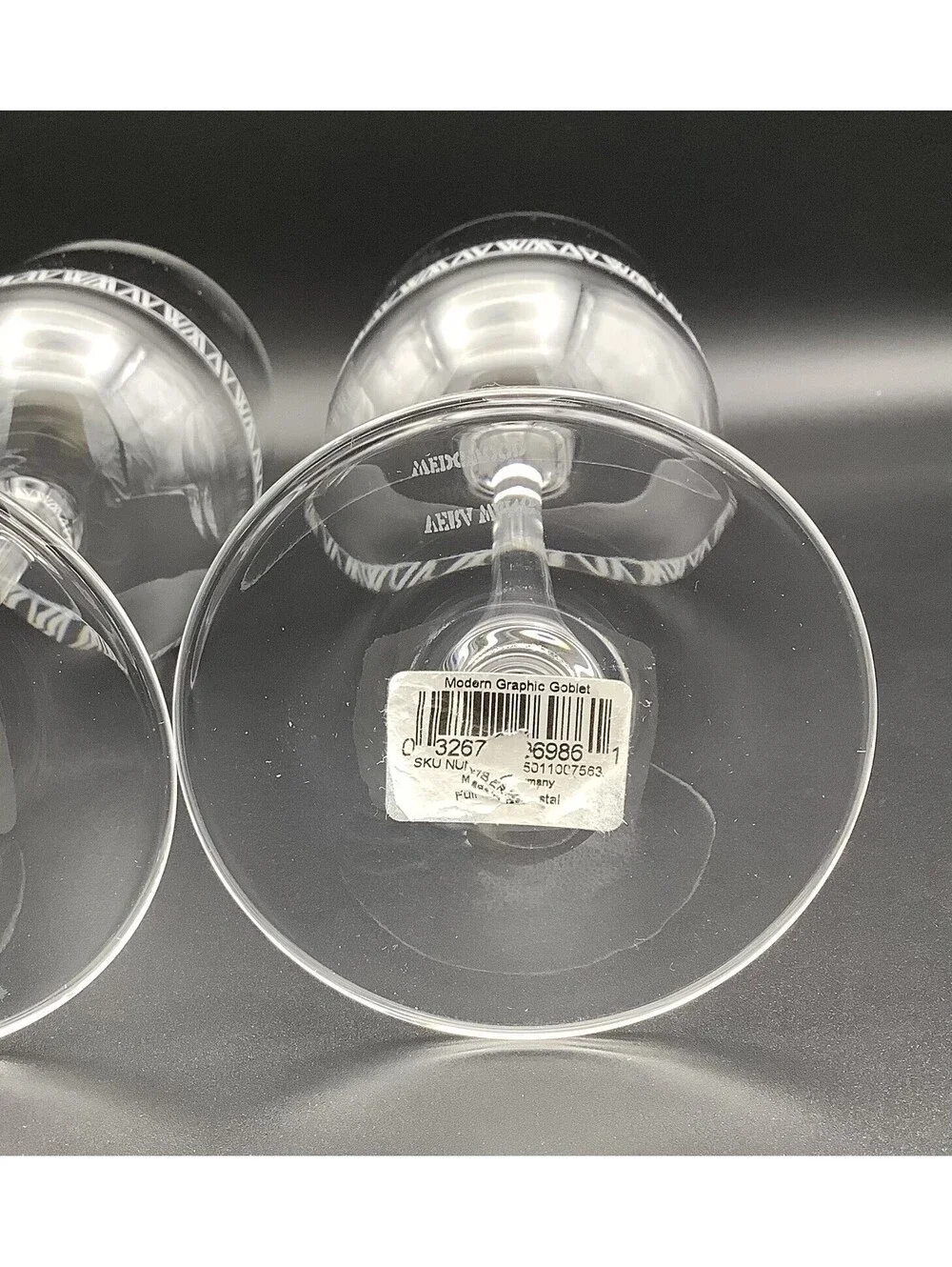 Wedgwood Vera Wang Modern Graphic Crystal Wine Glass Water Goblet *Set of 2*